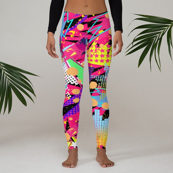 Buy Womens Leggings, Retro 80's 90's Neon Leggings, Abstract Stretch  Leggings, Womens Yoga Pants, Polyester Spandex Leggings XS S M L XL Size  Online in India 