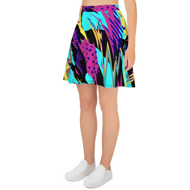 XS-3XL Size Circle Skirt Neon Retro Paint Splatter Skirt Womens Skater Skirt Custom All Over Print Skirt Custom 80/'s 90/'s Neon Skirt