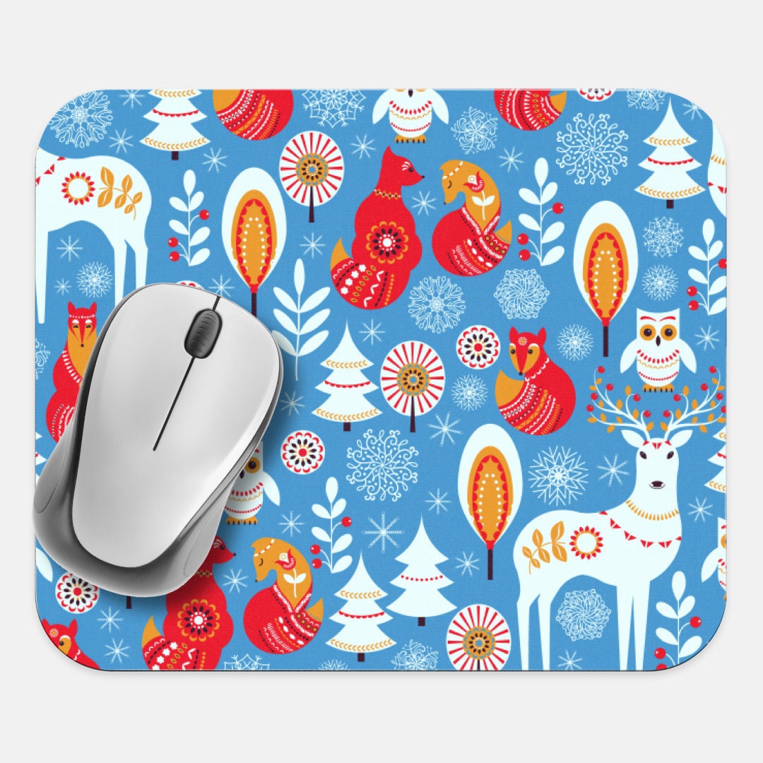 Christmas Mouse Pad, 9x8 Forest Animals Mouse Pad, Tech Desk