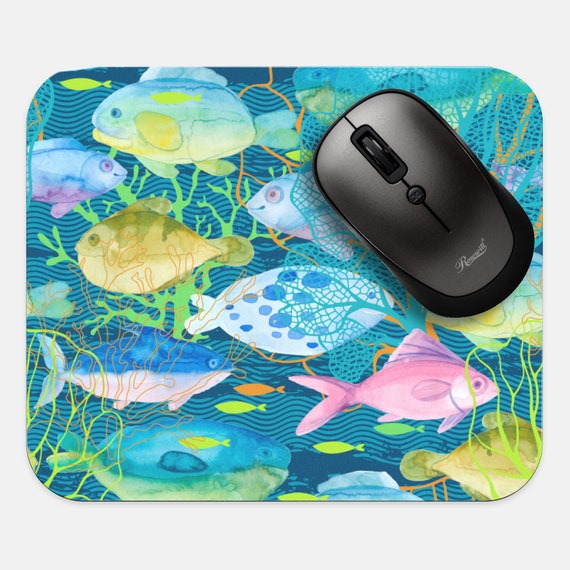 Fish Mouse Pad, 9x8 Animal Sea Ocean Fish Mouse Pad, Tech Desk Computer  Mouse Pad Office Supplies, Neoprene Non Slip Mouse Pad, Desk Pad