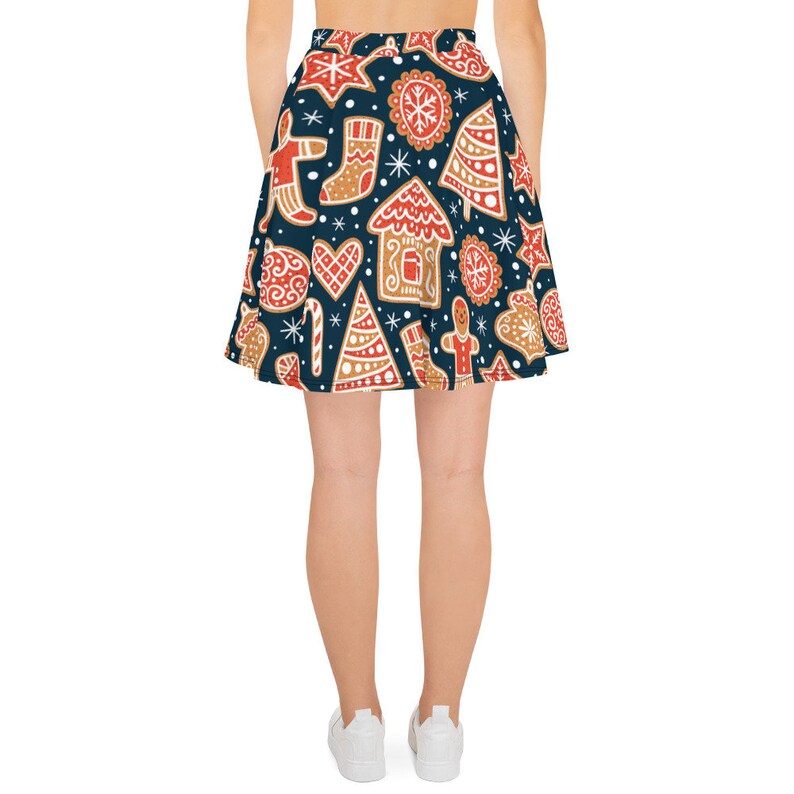 Stretch Circle Skirt XS-3XL Size Snowflake Winter Skirt Christmas Gingerbread Holiday Skirt All Over Print Skirt Women/'s Skater Skirt