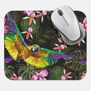 Tropical Jungle Mouse Pad, 9&quot;x8&quot; Floral Parrot Bird Mouse Pad, Tech Desk Office Computer Mouse Pad Office Supplies, Non Slip Mouse Pad