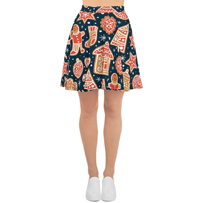 Stretch Circle Skirt XS-3XL Size Snowflake Winter Skirt Christmas Gingerbread Holiday Skirt All Over Print Skirt Women/'s Skater Skirt
