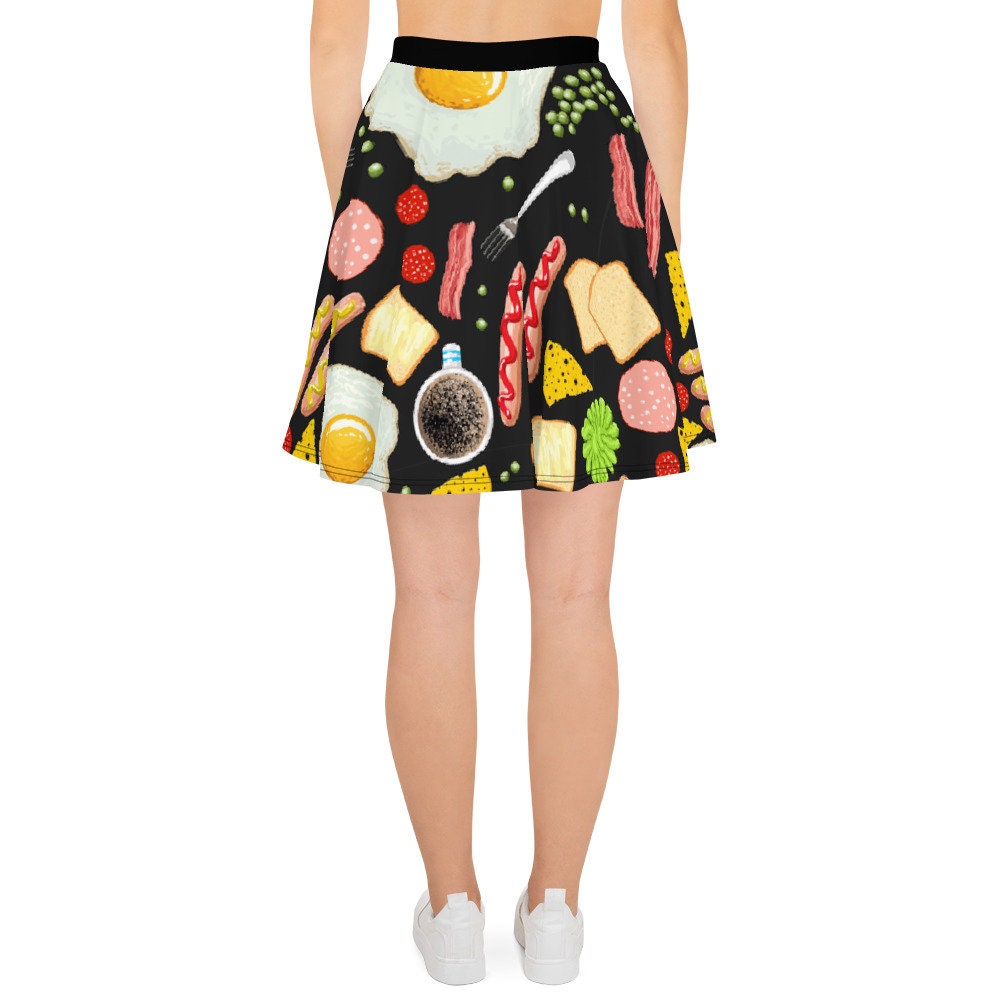 Discover Breakfast Food Bacon Eggs Skater Skirt