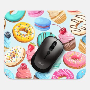Donuts Mouse Pad, 9&quot;x8&quot; Funny Food Sweets Donuts Mouse Pad, Tech Desk Computer Mouse Pad Office Supplies,  Neoprene Non Slip Mouse Pad