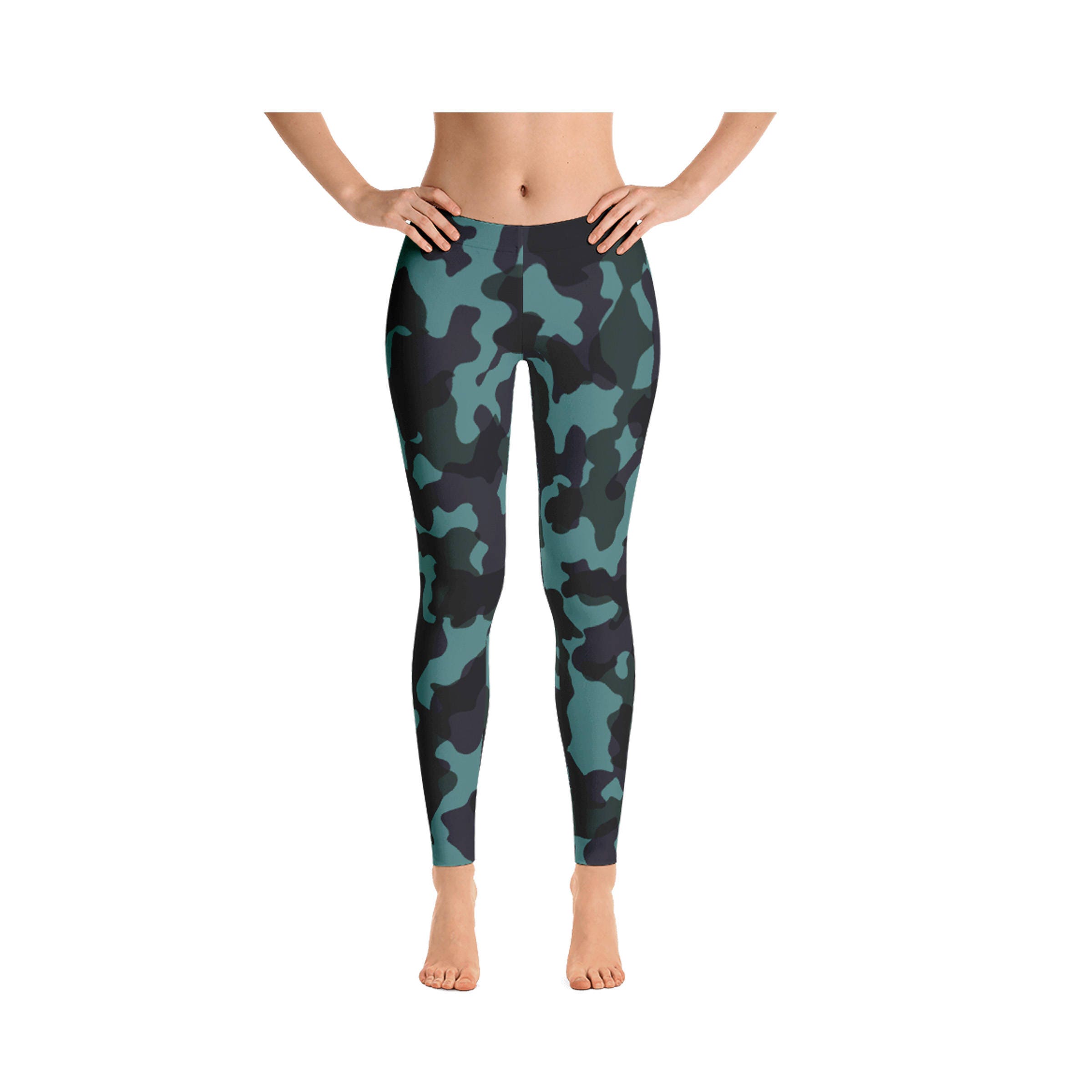 Camouflage Leggings Blue Camo Leggings Womens Adult Yoga Etsy