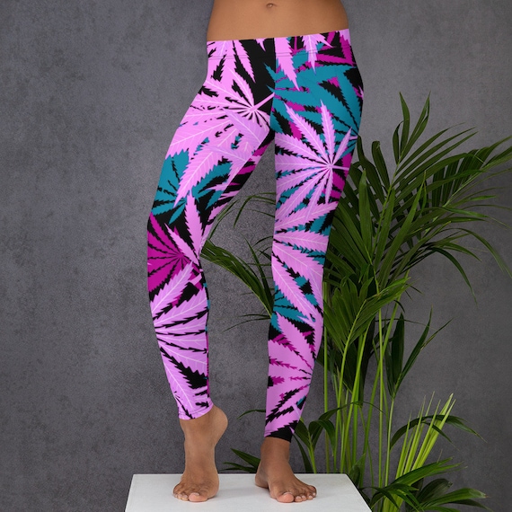 Marijuana Hemp Leggings, Novelty Print Leggings, Womens Yoga Pants, Adult  Hemp Art Legging, Polyester Spandex Leggings XS S M L XL Size 