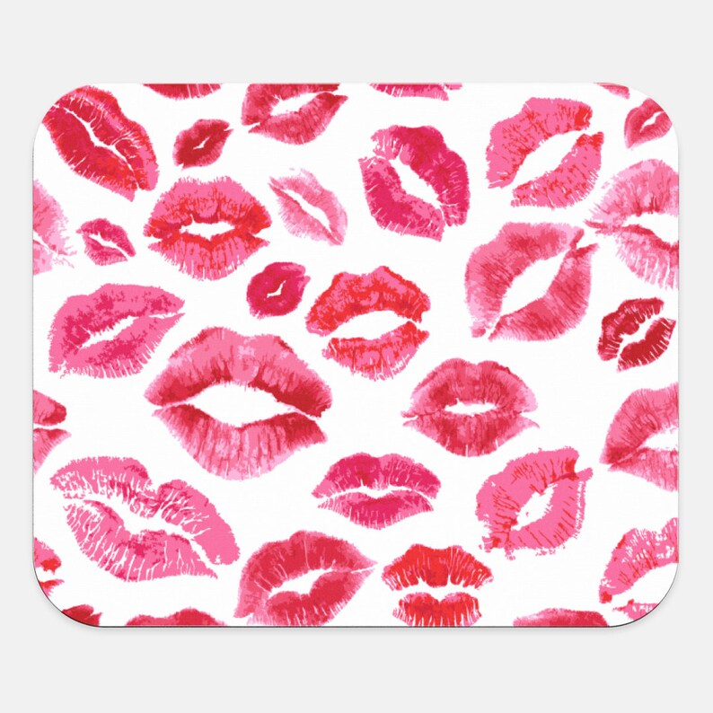 Tech Desk Computer Pad Lips Kiss Mouse Pad Neoprene Non Slip Mouse Pad Computer Mouse Pad Office Supplies Kiss Print Mouse Pad