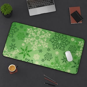 LARGE Winter Desk Mat, 3 Sizes Non Slip Desk Pad, Office Computer Tech Supplies, Christmas Snowflakes Neoprene Desk Pad, Computer Accessory