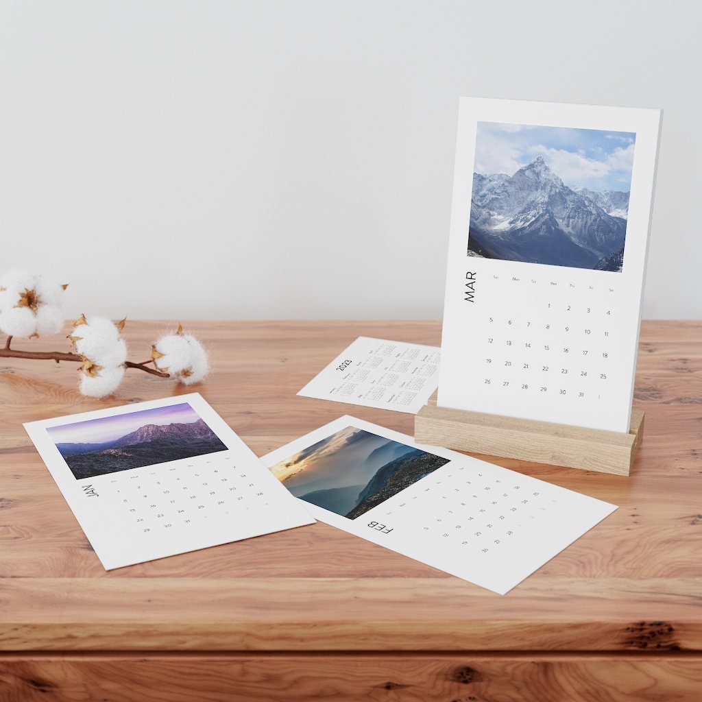 Mountainscapes Yearly Calendar Vertical Desk Calendar 2023 Etsy
