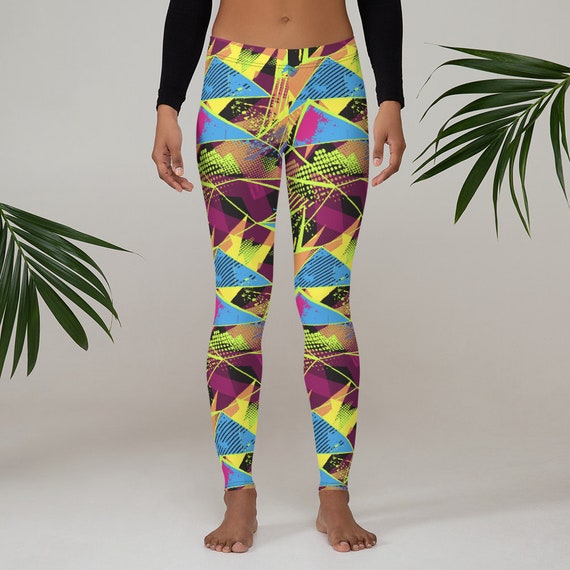 Buy Womens Leggings, Retro 80's 90's Neon Leggings, Abstract Stretch  Leggings, Womens Yoga Pants, Polyester Spandex Leggings XS S M L XL Size  Online in India 