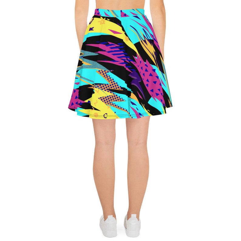 XS-3XL Size Circle Skirt Neon Retro Paint Splatter Skirt Womens Skater Skirt Custom All Over Print Skirt Custom 80/'s 90/'s Neon Skirt