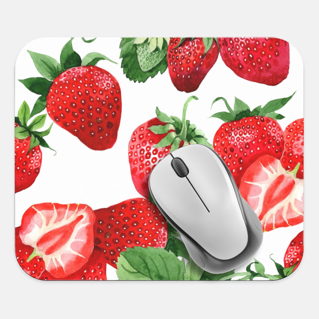 Strawberries Mouse Pad, 9x8 Inch Strawberry Food Mouse Pad, Tech Desk