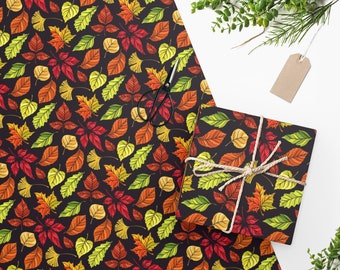 Autumn Leaves Wrapping Paper, Two Sizes, Sustainably Sourced, Party Supplies, Anniversary Birthday Gift Wrap, Autumn Fall Wrapping Paper