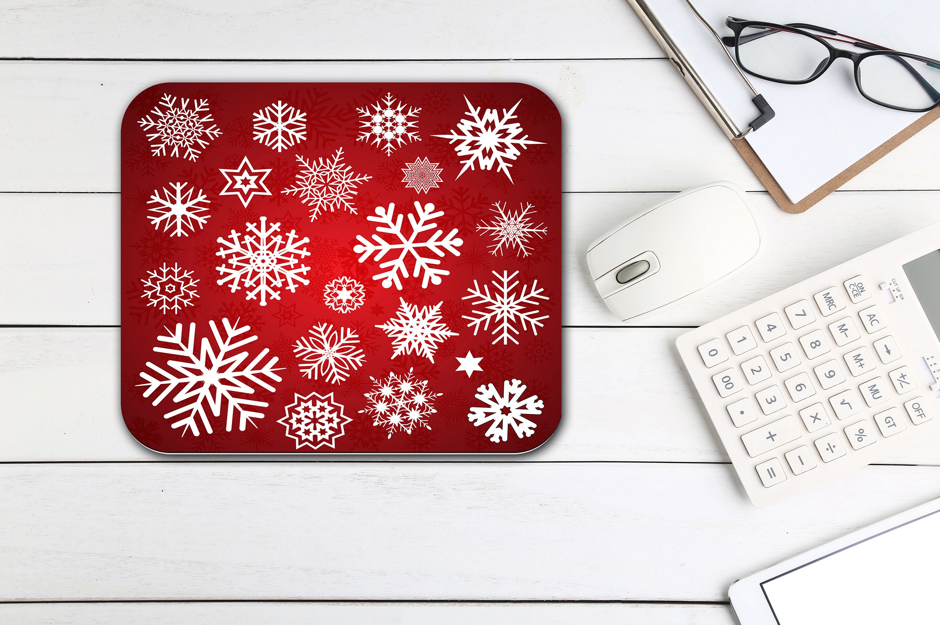 Christmas Snowflakes Mouse Pad Tech Desk Office Desk Accessories