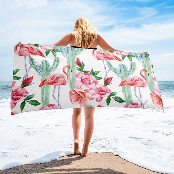 Large Beach Towel, 30 X 60 Inch Towel, Bath Towel, Tropical Floral