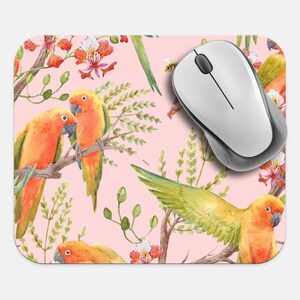 Tropical Jungle Mouse Pad, 9&quot;x8&quot; Floral Parrot Bird Mouse Pad, Tech Desk Office Computer Mouse Pad Office Supplies, Non Slip Mouse Pad
