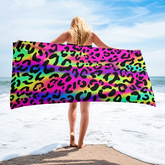 Toalla de playa grande, toalla de 30 x 60 pulgadas, toalla de baño, toalla  de impresión de animales de neón retro, salpicadura de pintura  personalizada 80's 90's Designer Premium Toalla -  España