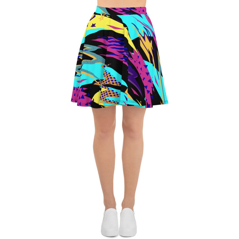 XS-3XL Size Circle Skirt Neon Retro Paint Splatter Skirt Womens Skater Skirt Custom All Over Print Skirt Custom 80/'s 90/'s Neon Skirt