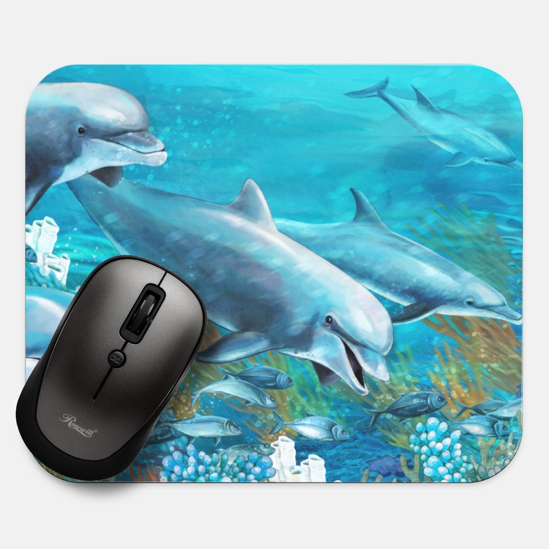 Dolphin Mouse Pad, 9x8 Animal Dolphin Ocean Fish Mouse Pad, Tech Desk ...