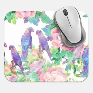 Tropical Jungle Mouse Pad, 9&quot;x8&quot; Floral Parrot Bird Mouse Pad, Tech Desk Office Computer Mouse Pad Office Supplies, Non Slip Mouse Pad