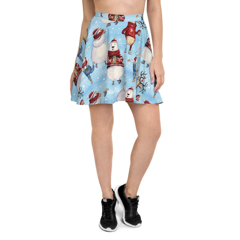 Christmas Penguin Holiday Skater Skirt