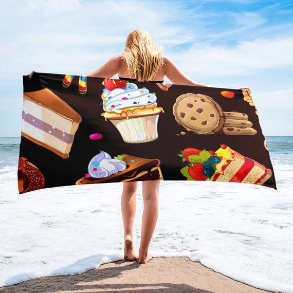 Large Beach Towel 30 X 60 Inch Towel Bath Towel Food Cake Cookies Print Towel Custom Beach Towel Oversized Pool Towel Cupcake Towel Etsy Canada