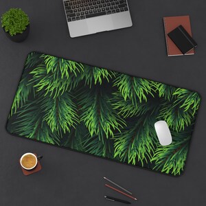 LARGE Winter Christmas Desk Mat, 3 Sizes Non Slip Desk Pad, Office Computer Tech Supplies, Pine Tree Neoprene Desk Pad, Computer Accessories