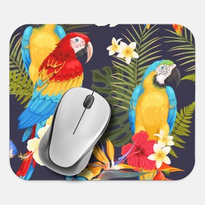 Tropical Jungle Mouse Pad, 9&quot;x8&quot; Floral Parrot Bird Mouse Pad, Tech Desk Office Computer Mouse Pad Office Supplies, Non Slip Mouse Pad