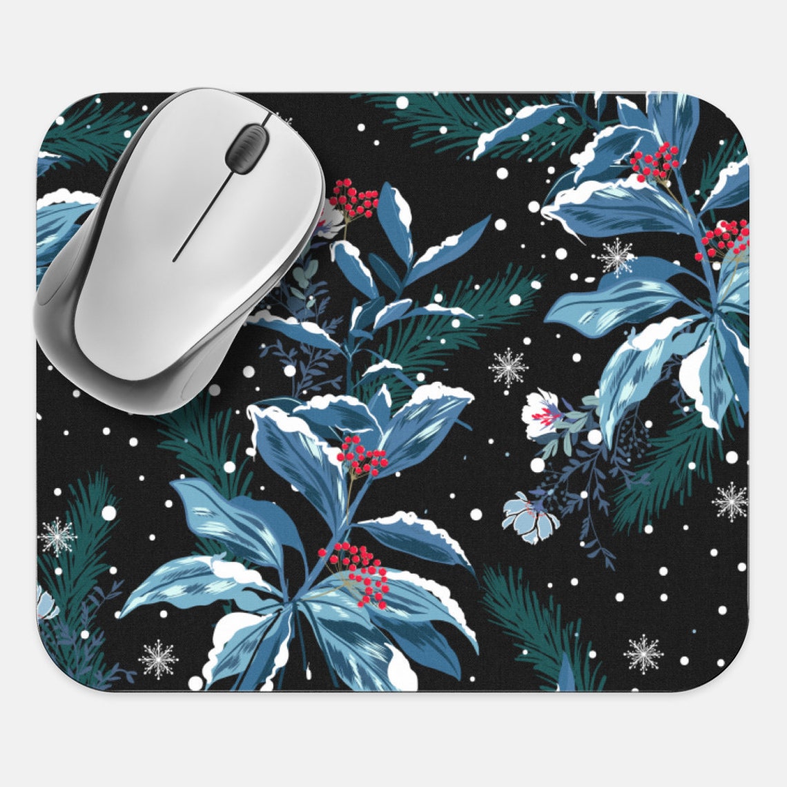 Christmas Mouse Pad Holly Berries Mouse Pad Tech Desk Office Etsy