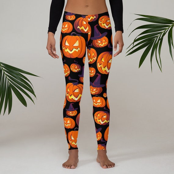 Halloween Leggings, Womens Yoga Pants, Pumpkins Jack O Lantern Halloween  Pants, Polyester Spandex Leggings XS-XL Size, Holiday Leggings 