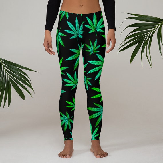 Marijuana Hemp Leggings, Novelty Print Leggings, Womens Yoga Pants, Adult  Hemp Art Legging, Polyester Spandex Leggings XS S M L XL Size 