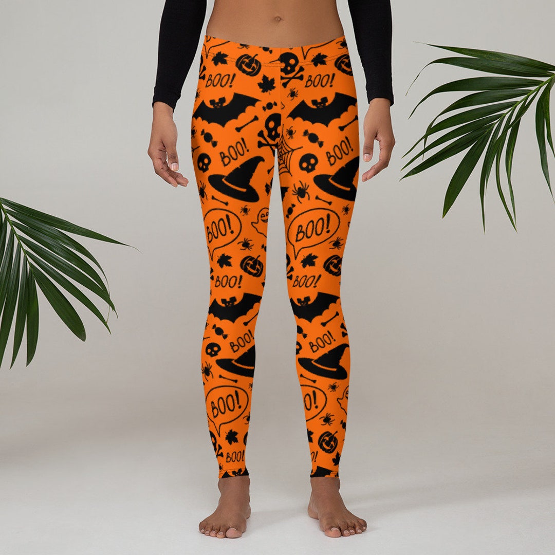 Halloween Leggings Womens Adult Yoga Pants Witches Hat Bats - Etsy Canada