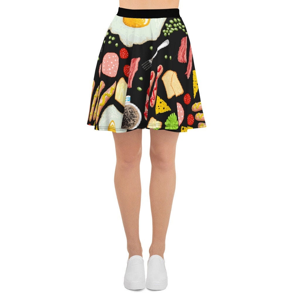 Discover Breakfast Food Bacon Eggs Skater Skirt