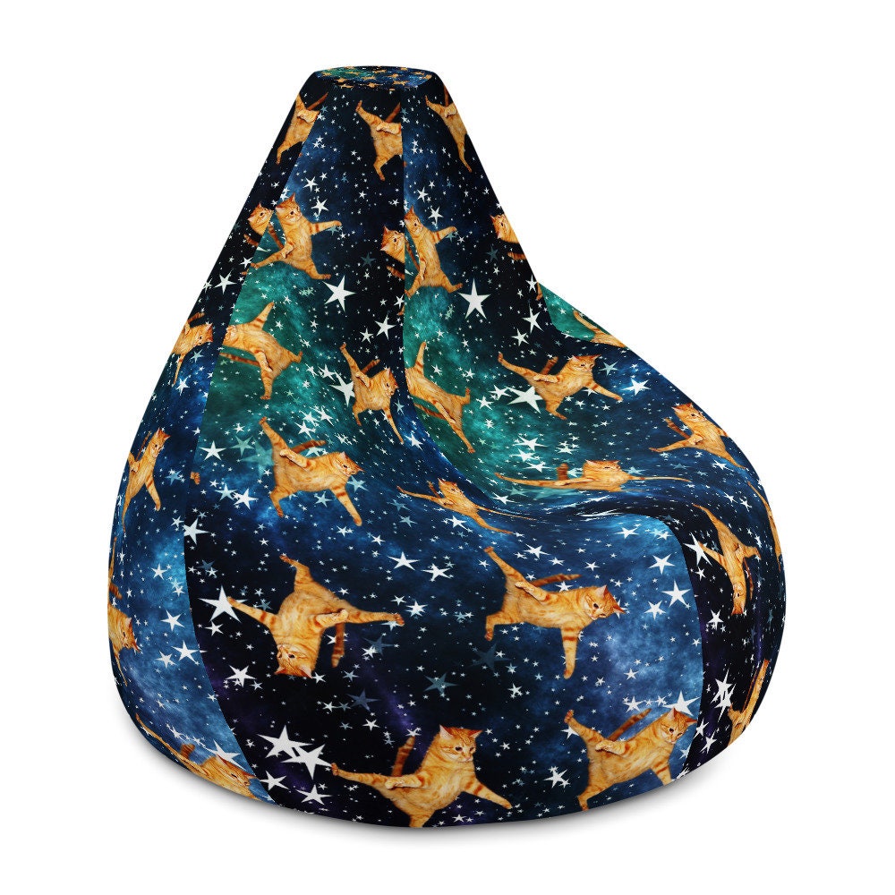 Large Bean Bag Chair With Filling Galaxy Stars Flying Cat Bean