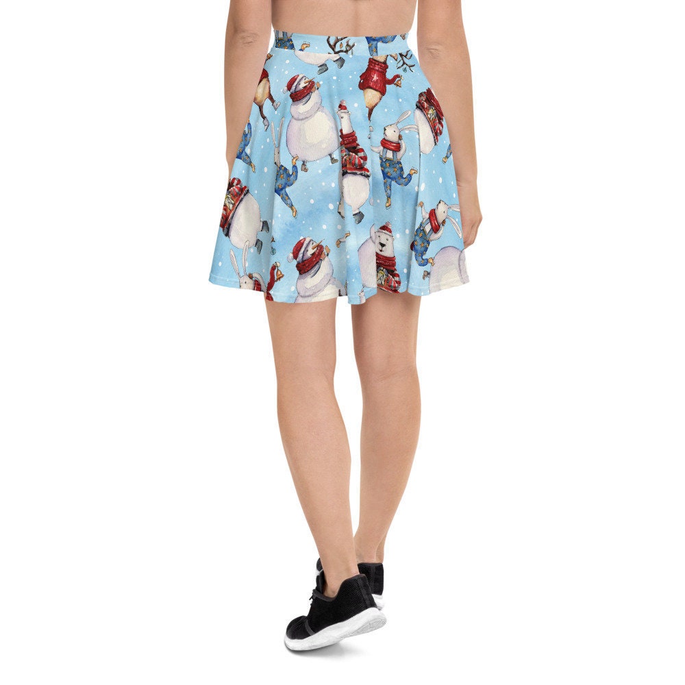 Christmas Penguin Holiday Skater Skirt