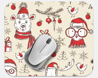 Christmas Mouse Pad, 9"x8" Christmas Polar Bear Mouse Pad, Tech Desk Office Computer Office Supplies, Holiday Winter Non Slip Mouse Pad