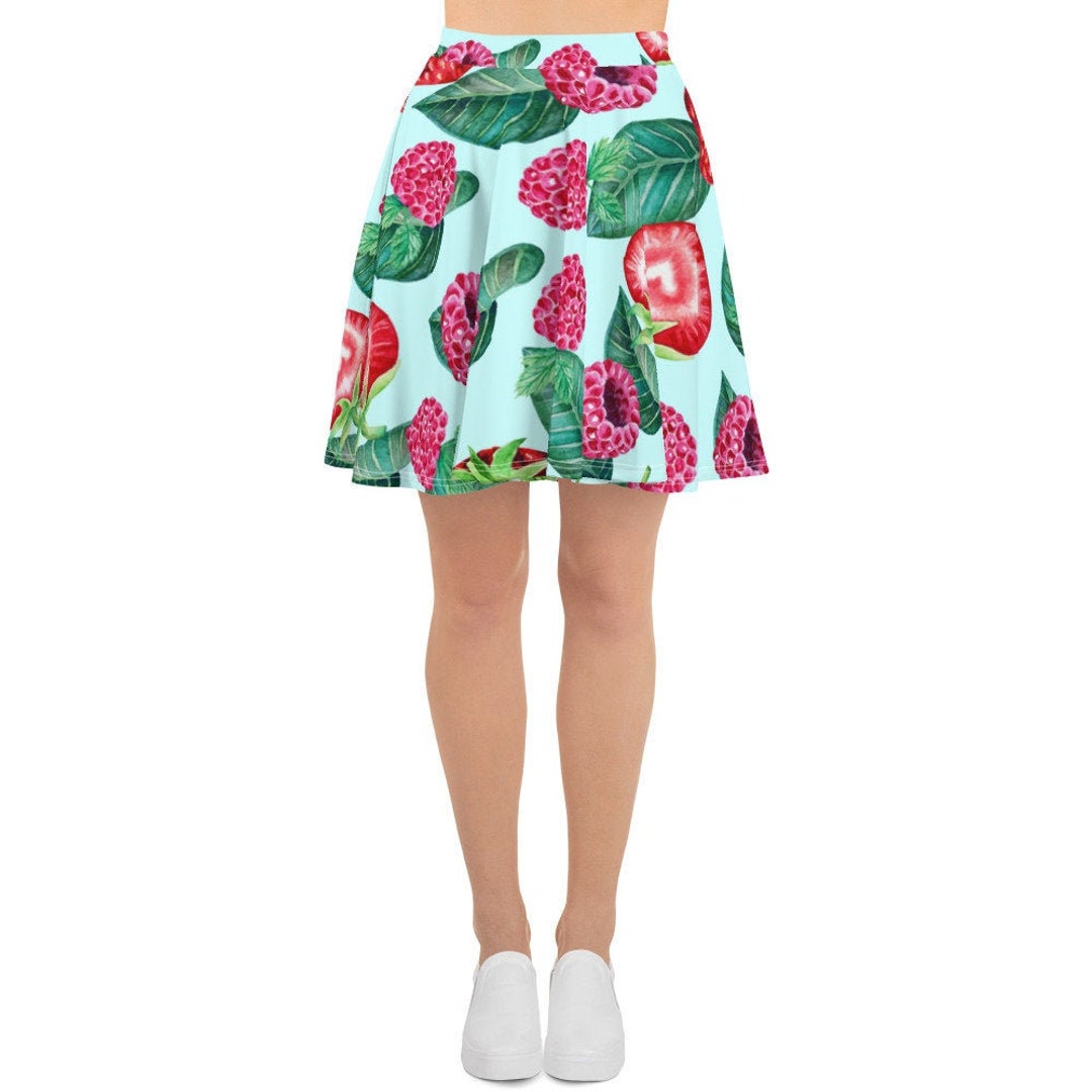 Womens Skater Skirt, Circle Skirt, Berries Fruit Food Print Skirt