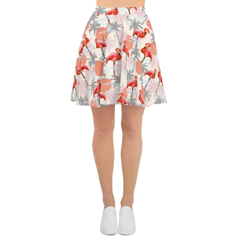 Flamingo Print Skirt - Etsy