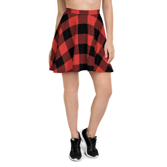 Women s Skater Skirt Stretch Circle Skirt Tartan Holiday Skirt Christmas Buffalo Plaid Winter Skirt XS 3XL Size All Over Print Skirt Etsy