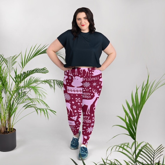 Plus Size Christmas Leggings, Holiday Leggings, Womens Adult Yoga Pants,  Holiday Clothing, Polyester Spandex Leggings Size 2XL 6XL 