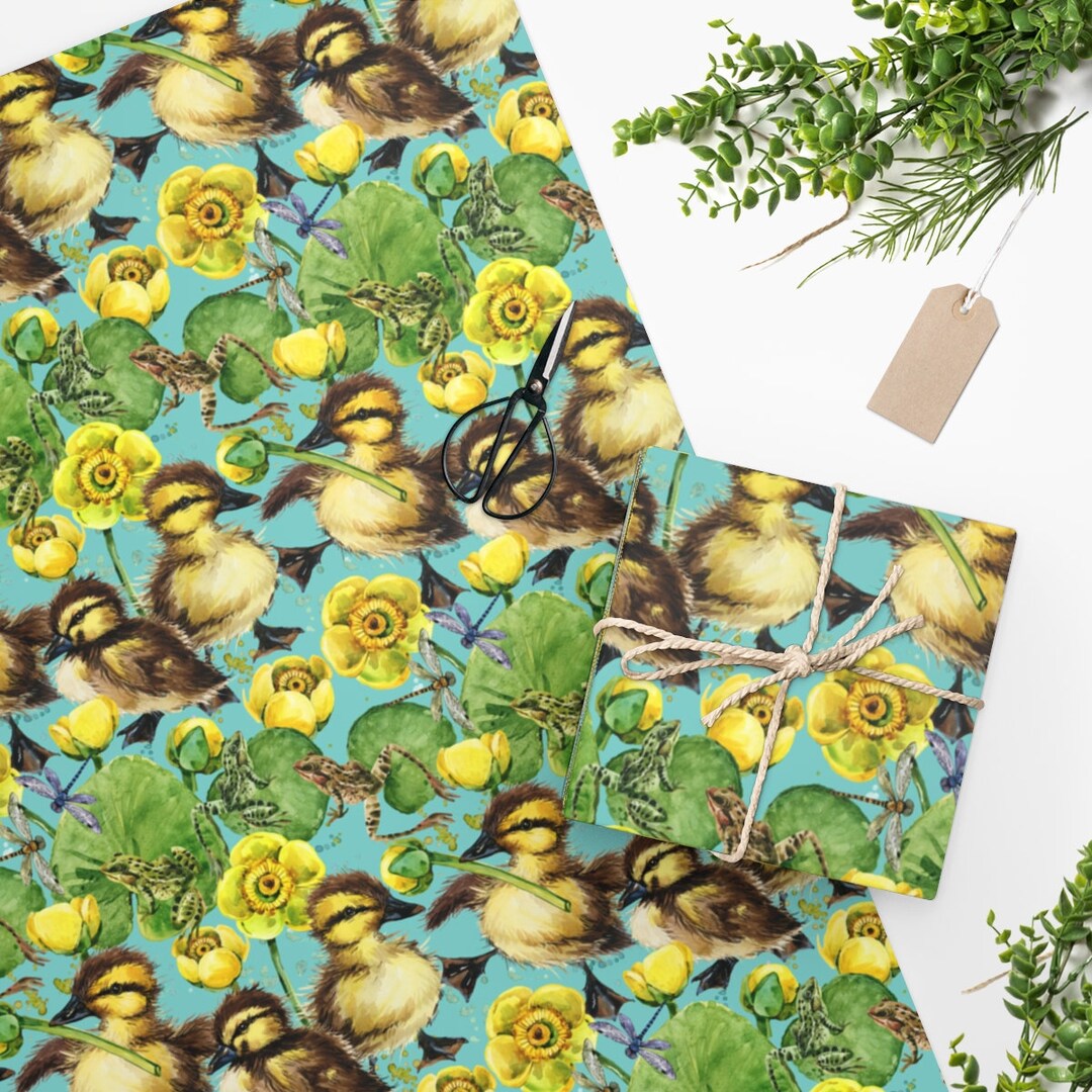Ducklings Wrapping Paper, Two Sizes, Sustainably Sourced, Party
