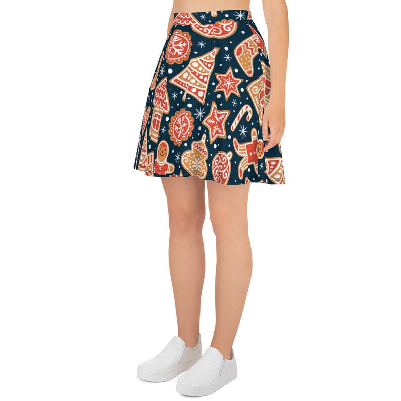 Stretch Circle Skirt XS-3XL Size Snowflake Winter Skirt Christmas Gingerbread Holiday Skirt All Over Print Skirt Women/'s Skater Skirt