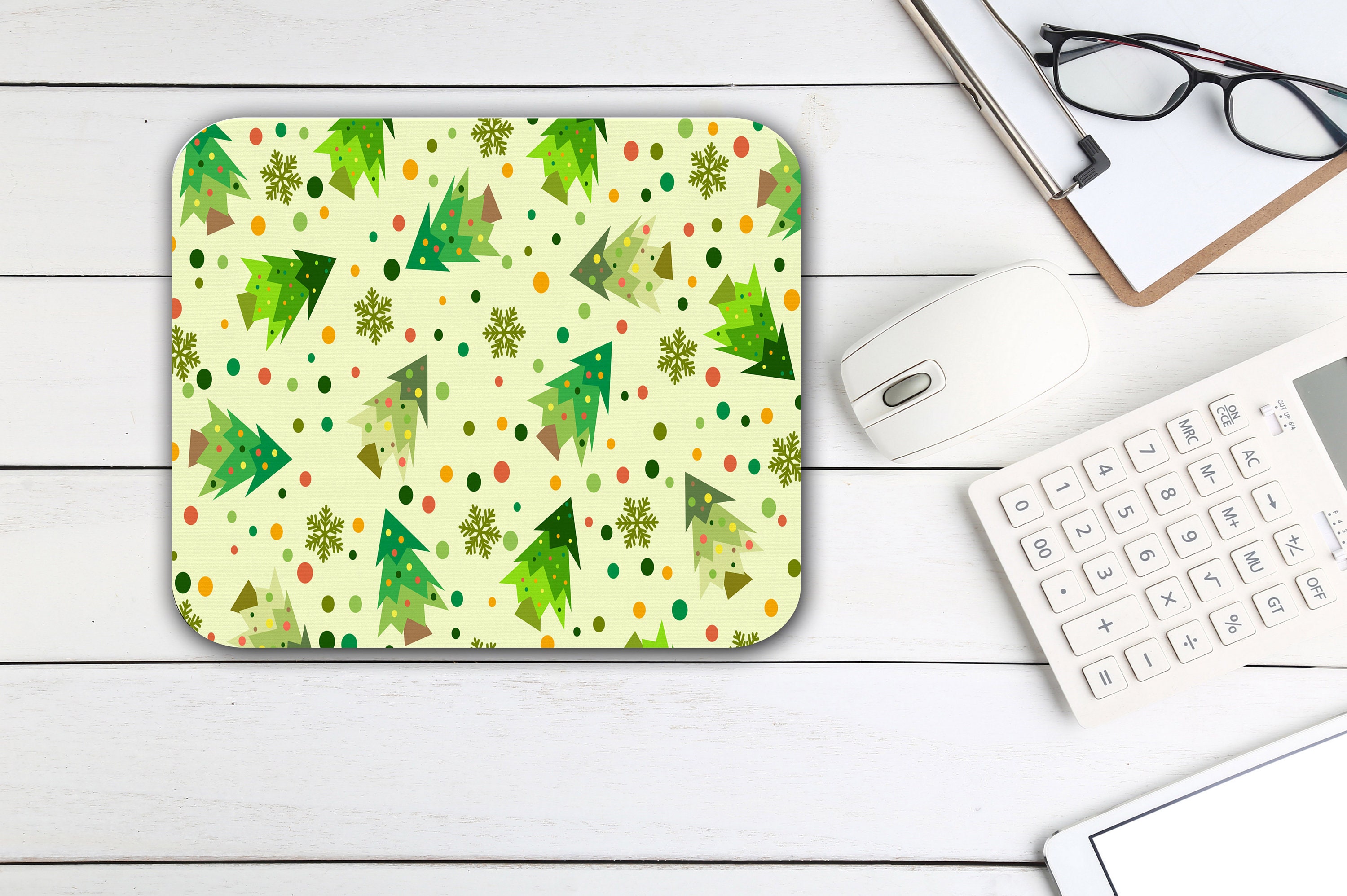 Christmas Tree Snowflakes Mouse Pad Tech Desk Office Desk