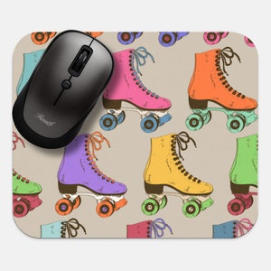 Roller Skates Mouse Pad, 9&quot;x8&quot; Retro Skates Mouse Pad, Tech Desk Office Computer Mouse Pad Office Supplies, Neoprene Non Slip Mouse Pad