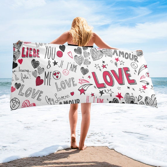 Large Beach Towel 30 X 60 Inch Towel Bath Towel Valentines Day