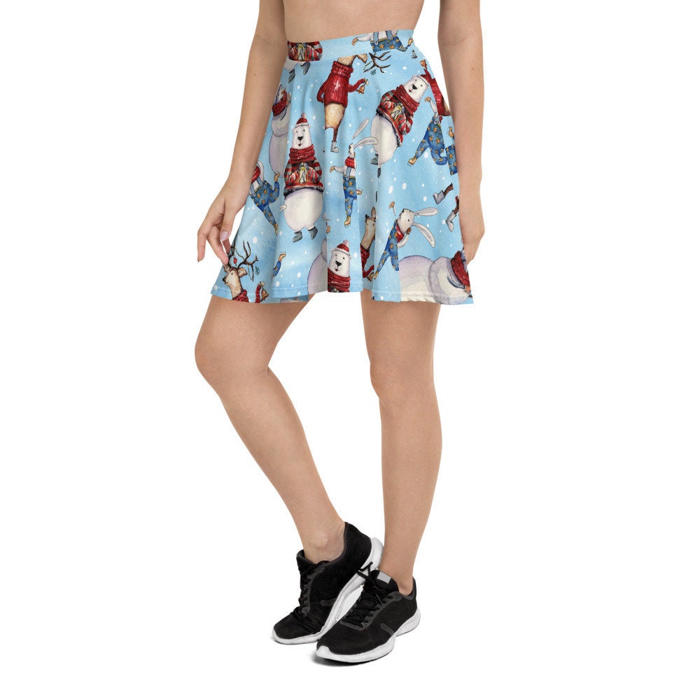 Christmas Penguin Holiday Skater Skirt