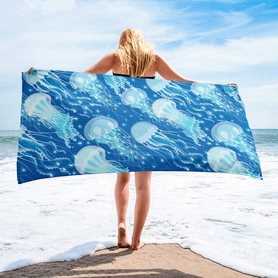 Large Beach Towel, 30 X 60 Inch Towel, Bath Towel, Jellyfish Print