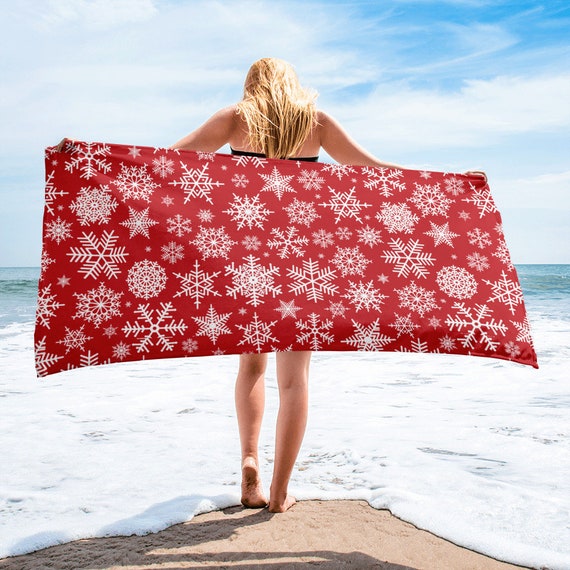 Toalla de playa grande, toalla de 30 x 60 pulgadas, toalla de baño, toalla  de impresión de copo de nieve de Navidad, toalla personalizada de invierno  copo de nieve Premium toalla -  España