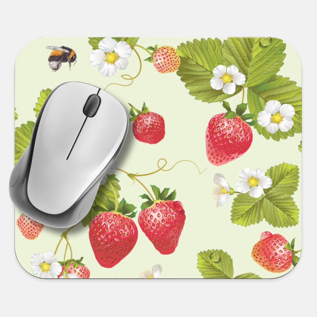 Strawberries Mouse Pad, 9x8 Strawberry Food Mouse Pad, Tech Desk Office